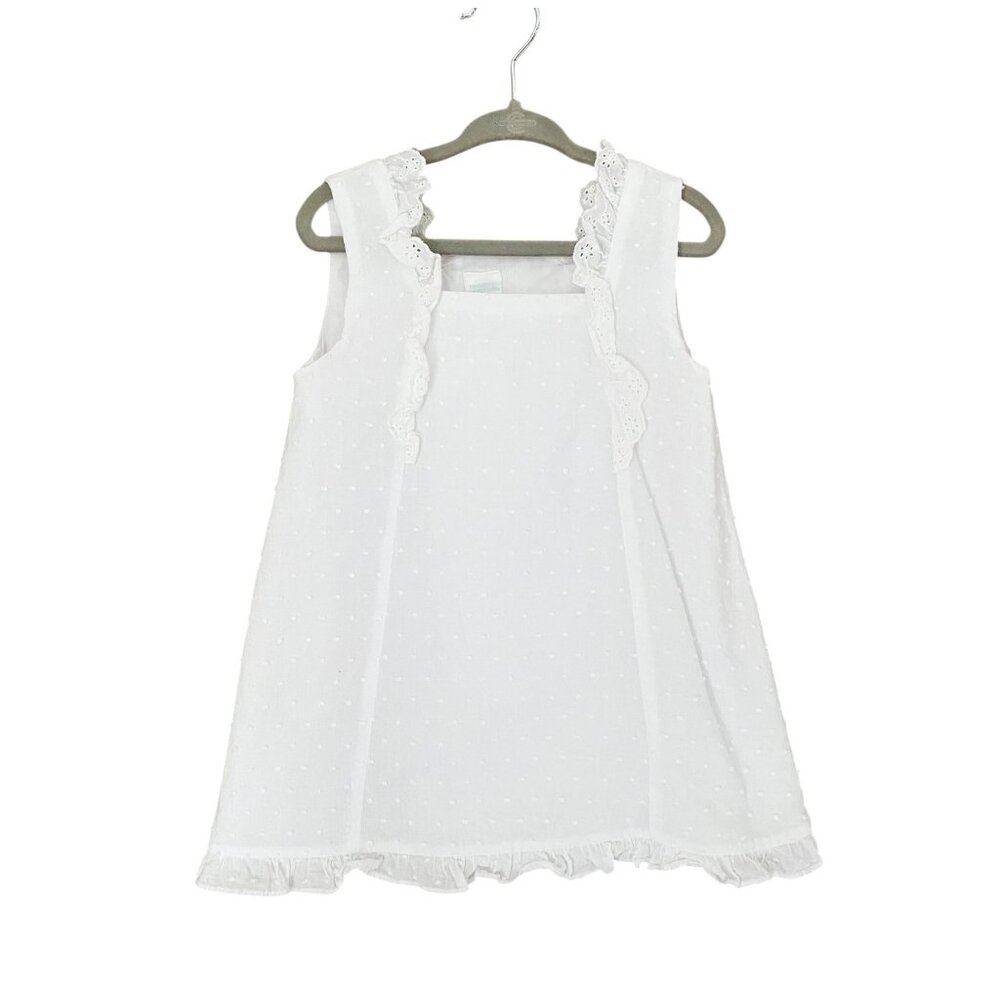 Edgehill Collection Girls Dress 2T White Swiss Dot Dress Ruffle Summer Boho
